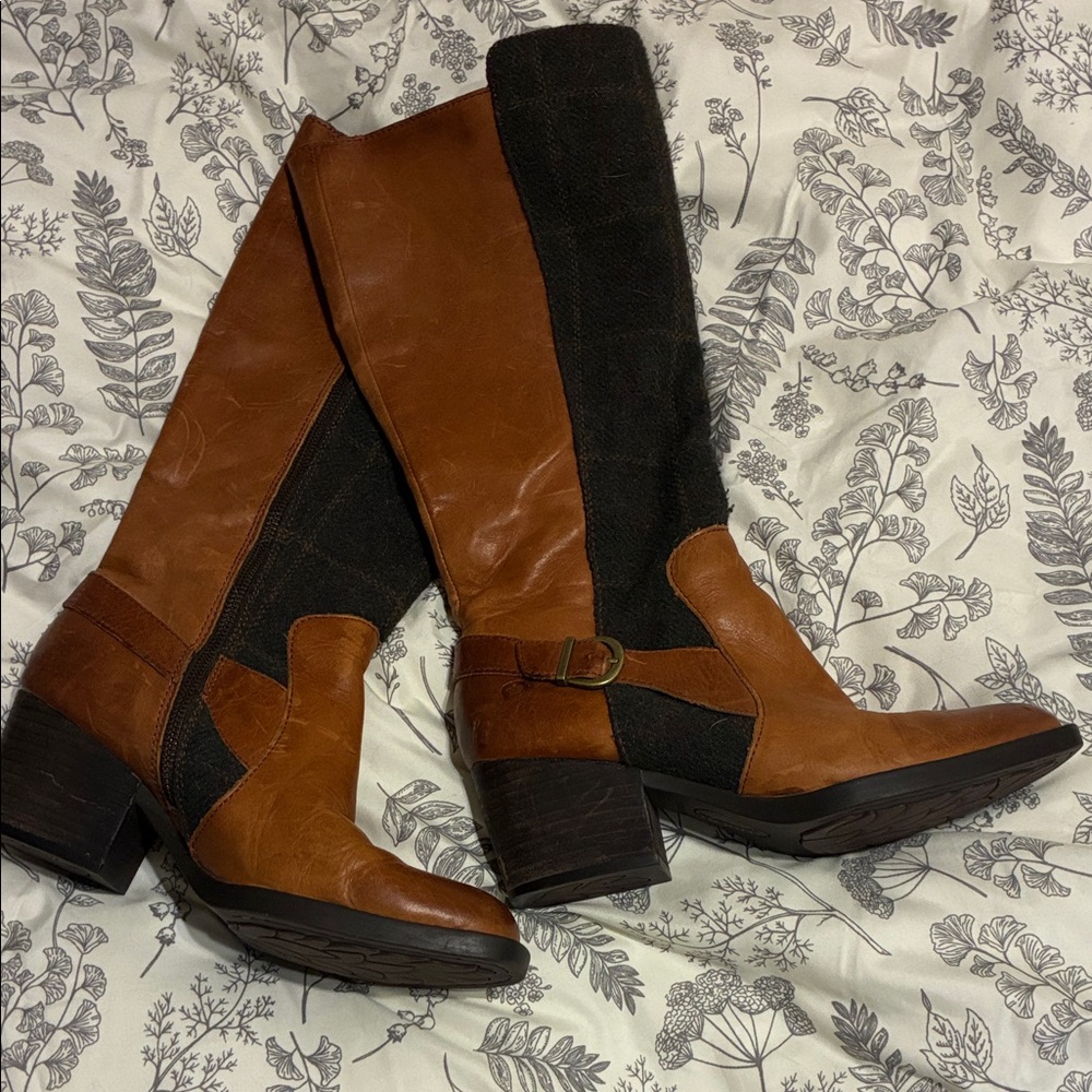 Born Two-Tone Tall Riding Boots in Brown and Black